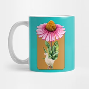 Goose under pink flower Mug